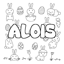 Coloring page first name ALOIS - Easter background