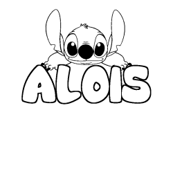 Coloring page first name ALOIS - Stitch background
