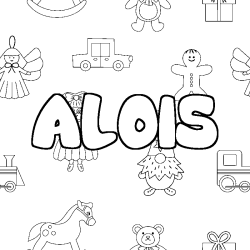 Coloring page first name ALOIS - Toys background