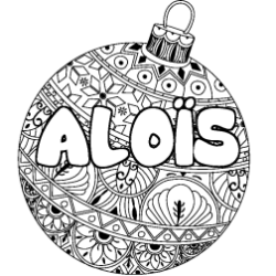 Coloring page first name ALOÏS - Christmas tree bulb background