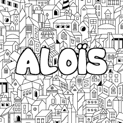 Coloring page first name ALOÏS - City background