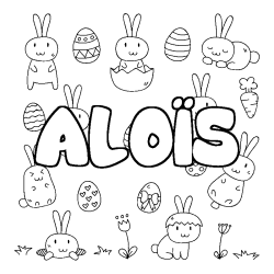 Coloring page first name ALOÏS - Easter background