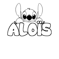 Coloring page first name ALOÏS - Stitch background