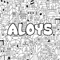 Coloring page first name ALOYS - City background