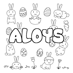 Coloring page first name ALOYS - Easter background