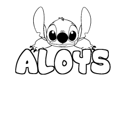 Coloring page first name ALOYS - Stitch background