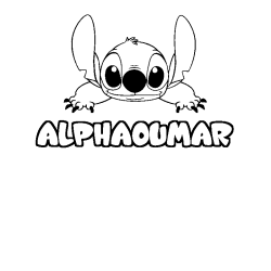 Coloring page first name ALPHAOUMAR - Stitch background