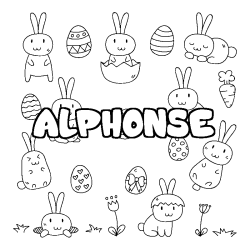 Coloring page first name ALPHONSE - Easter background