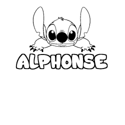 Coloring page first name ALPHONSE - Stitch background