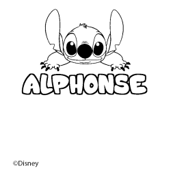 Coloring page first name ALPHONSE - Stitch background