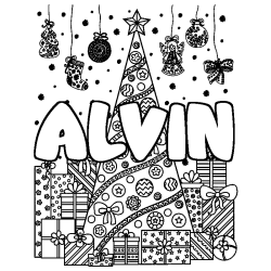 ALVIN - Christmas tree and presents background coloring