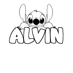 Coloring page first name ALVIN - Stitch background