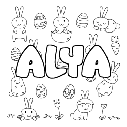 Coloring page first name ALYA - Easter background