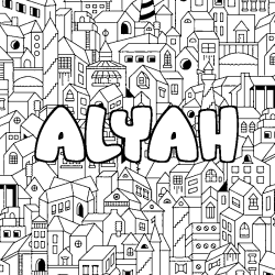 Coloring page first name ALYAH - City background