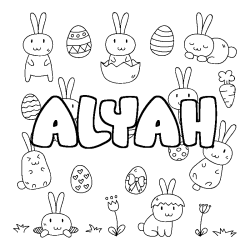 Coloring page first name ALYAH - Easter background