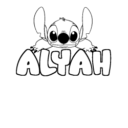 Coloring page first name ALYAH - Stitch background