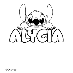 Coloring page first name ALYCIA - Stitch background