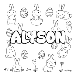 Coloring page first name ALYSON - Easter background
