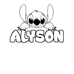 Coloring page first name ALYSON - Stitch background