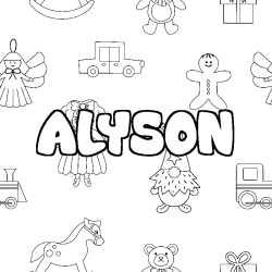 Coloring page first name ALYSON - Toys background