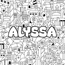 Coloring page first name ALYSSA - City background