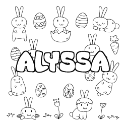 Coloring page first name ALYSSA - Easter background