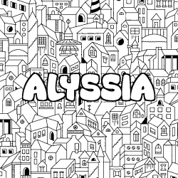Coloring page first name ALYSSIA - City background