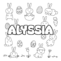 Coloring page first name ALYSSIA - Easter background