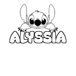 Coloring page first name ALYSSIA - Stitch background