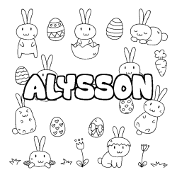 Coloring page first name ALYSSON - Easter background