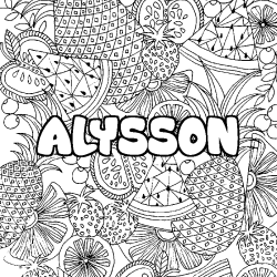 Coloring page first name ALYSSON - Fruits mandala background