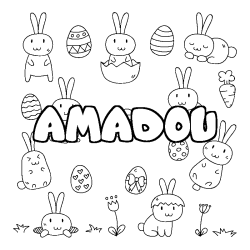 Coloring page first name AMADOU - Easter background