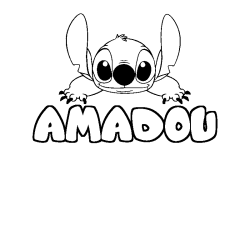 Coloring page first name AMADOU - Stitch background