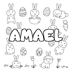 Coloring page first name AMAEL - Easter background