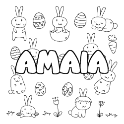 Coloring page first name AMAIA - Easter background