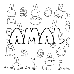 Coloring page first name AMAL - Easter background