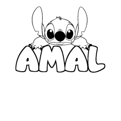 Coloring page first name AMAL - Stitch background