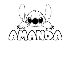 Coloring page first name AMANDA - Stitch background