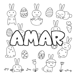 Coloring page first name AMAR - Easter background