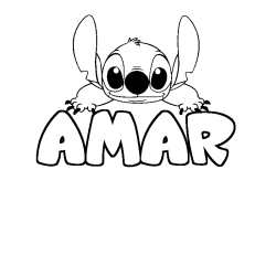 Coloring page first name AMAR - Stitch background