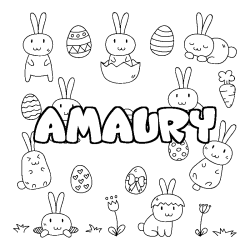 Coloring page first name AMAURY - Easter background