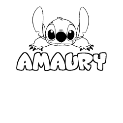Coloring page first name AMAURY - Stitch background