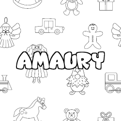 Coloring page first name AMAURY - Toys background