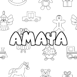 Coloring page first name AMAYA - Toys background