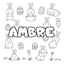 Coloring page first name AMBRE - Easter background