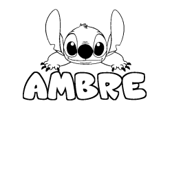 Coloring page first name AMBRE - Stitch background