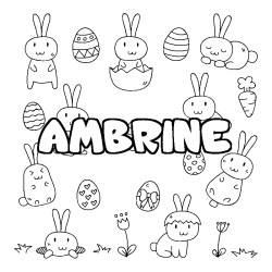 Coloring page first name AMBRINE - Easter background