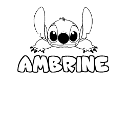 Coloring page first name AMBRINE - Stitch background