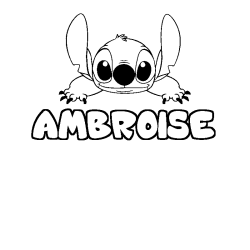 Coloring page first name AMBROISE - Stitch background