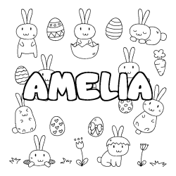 Coloring page first name AMELIA - Easter background